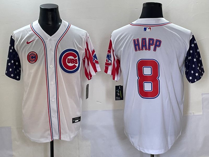 Men 2025 Chicago Cubs 8 Happ White a generation of national flags Joint Name Nike MLB Jersey style 6